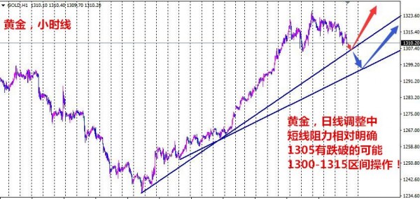 孙本伟：黄金日线开始回调，日内1300-1315区间操作！